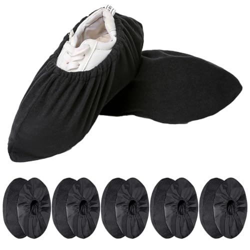 Cubre Zapatos Reutilizables, 5 pares Cubrezapatos, Cubiertas de Plástico, Cubrezapatos Impermeables Antideslizante, Cubrezapatos Ecológicos, Patucos Desechables Adecuadas para Varios Lugares, negro