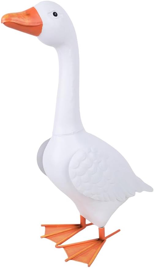 20 Inch Porch Goose Statue Metal Garden Statue Outdoor or Indoor Decor