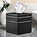Monarch Abode Tissue Box Cover Square – Handcrafted Border Embossed Black Metal Tissue Holder Box for Bathroom Accessory, Aesthetic Decorative Facial Napkin Cube for Modern Home Decor