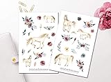  Pferde Sticker Set  Journal Sticker  Tiere Sticker  Planersticker  Sticker Floral, Blumen, Garten, Florale Sticker, Rosen, Reiten