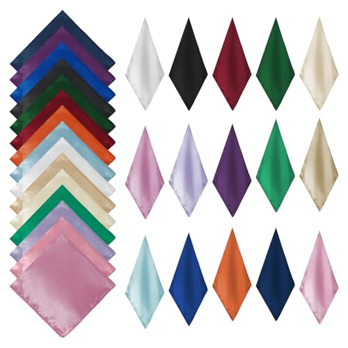 15 Pcs Womens Square Neck Scarf Mixed Solid Color Neckerchief Head Scarf Bandana Retro Satin Scarves for Women
