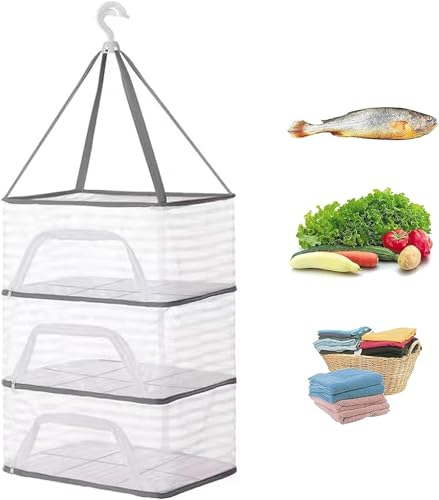 Euiuxoy物干しネット 干し網 物干しネット ハンギングドライネット 折りたたみ式 平干しネット 巣型メッシュにデザイン通気性が良い 防風セルフロックフックが360°回転でき落ちにくいと平干し型崩れ防止 通気性 昆虫を防ぐ 折り畳み式 天日干し ネット