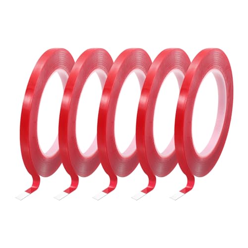 Image of MECCANIXITY Heat Resistant Tape, 32.8ft x 0.16 Inch High Temperature Resistant Acrylic Double Sided Adhesive Tape 0.5mm Thick Red for Electrical Repair Pack of 5