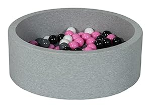Velinda Bällebad mit 150 Bällen schwarz, weiß, rosa, grau