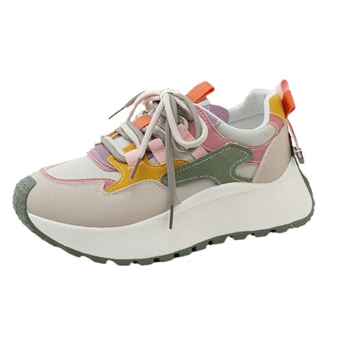 Chunky Sneakers for Women Color Block Platform Walking Shoes
