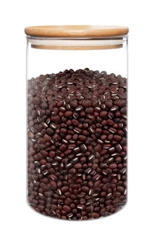 Image of umieo 50oz (1400ml) Glass Jar with Lid Airtight Food Storage Container Bamboo Large Clear Canisters Hold Coffee Beans Candy Nuts Sugar