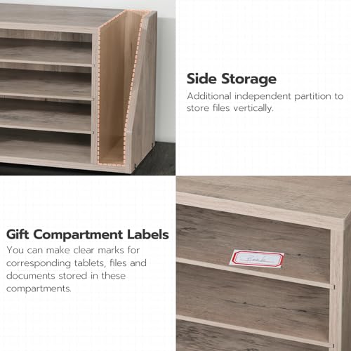 HOOBRO Mail Sorter, Literature Organizer with Adjustable Shelves, Paper Organizer for Office, Home, Wood Countertop Mail Sorter, File Holders, Magazines, Greige BG41WF01N1 - Image 6