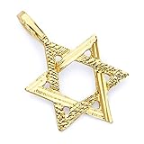 14k REAL Yellow Gold Star of David Charm Pendant