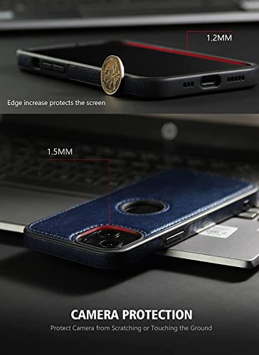 Image of MIDOS Back Cover Compatible with iPhone 14 Leather Case Flexible Slim Cover for iPhone 14 (Blue)
