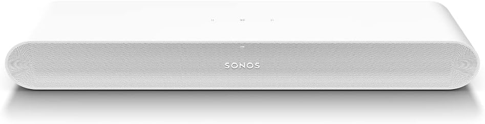 – Sonos Ray Soundbar - All-in-one compact and sleek soundbar with Blockbuster sound for movies, gaming and wifi music streaming, compatible App and Apple AirPlay, in white