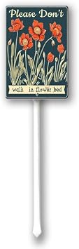 Uptell Please Do Not Walk In Flower Bed Yard Signs with Stakes Aluminum Sign for House/Front Door and Business Outdoor Decoration 4.6x6 Inch