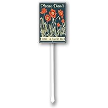 Uptell Please Do Not Walk In Flower Bed Yard Signs with Stakes Aluminum Sign for House/Front Door and Business Outdoor Decoration 4.6x6 Inch