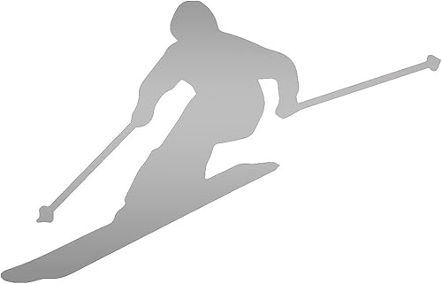 NBFU Skier Silhouette (Metallic Silver) (Set Of 2) Premium Waterproof Vinyl Deca