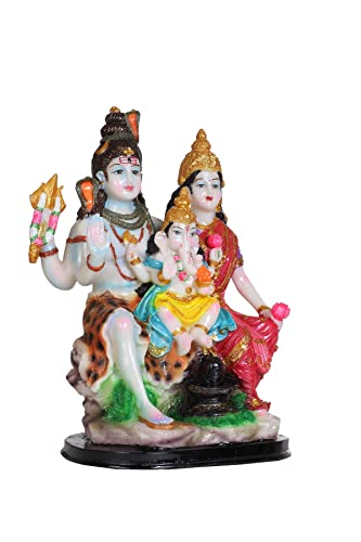 Image of B.S HANDICRAFTS Polystone Shiv Parivar Murti Idol Big Lord Shiva Family Statue (Height 13 Inch), Multicolor