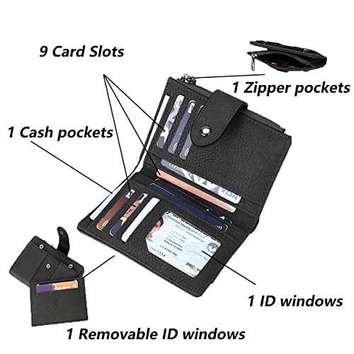 Image of Leather Small Wallet for Women, RFID Blocking Ladies Mini Purse with ID Window