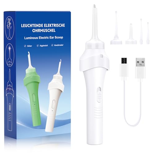 耳かき 電動耳かき 耳掃除 吸引式 LEDライト付き 耳垢取りみみかき 電動イヤークリーナー 耳かき吸引 大人にも子供にも適しています 軽量 水洗い可能低騒音 低振動（ホワイト）