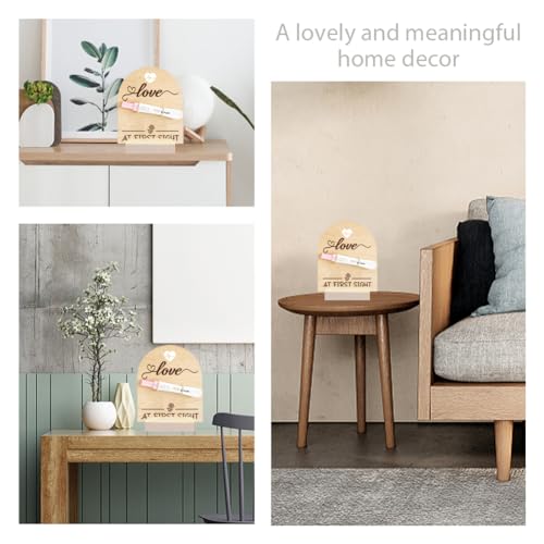 Image of FREEBLOSS Wooden Pregnancy Announcement for Dad Electrocardiogram Heart Pregnancy Test Keepsake Wooden Sign Baby Surprise Pregnancy Announcement Sign Fun Ways to Announce Pregnancy to Be Gifts
