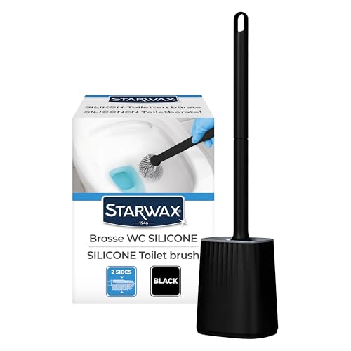 STARWAX - Brosse WC Silicone Double Face - Nettoyage Facile même dans Les endroits Difficiles - Séchage Rapide et sans Odeur - Robuste - Couleur Noire