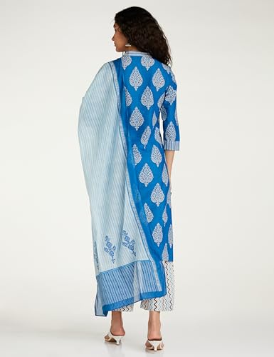 Image of BIBA Women Cotton Straight Printed Kurta Straight Palazzo Suit Set