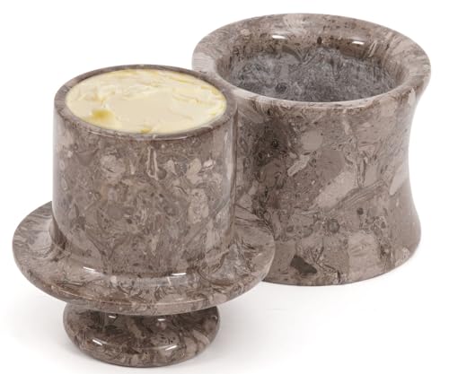 SPESHTSONES Marble Butter Crock with Lid for Countertop, 4 Inch Butter Dish