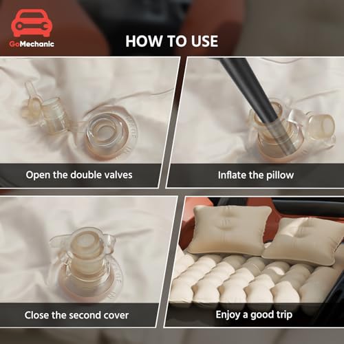 Image of GoMechanic Car Inflatable Bed with Pump & 2 Air Pillow|Quick Inflatable Back Seat Bed|Car Inflatable Mattress|Car Bed Mattress|Car Bed for Kids,Travel,Trip,Camping,Picnic,Pool & Beach|Universal Fit