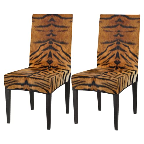 Animal Tiger Leopard Print Chair Covers For Dining Room Set Of 4, Stretch Slipcovers Chairs Covers Washable Kitchen Chair Covers For Dining Room, Hotel, Wedding 4 Pack #TOP6