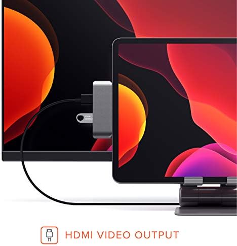 SATECHI Aluminum Type-C Mobile Pro Hub Adapter with USB-C PD Charging, 4K HDMI, USB 3.0 & 3.5mm Headphone Jack - Compatible with 2021 iPad Pro M1, iPad Mini 6 Gen, 2020/ 2018 iPad Pro (Space Gray)