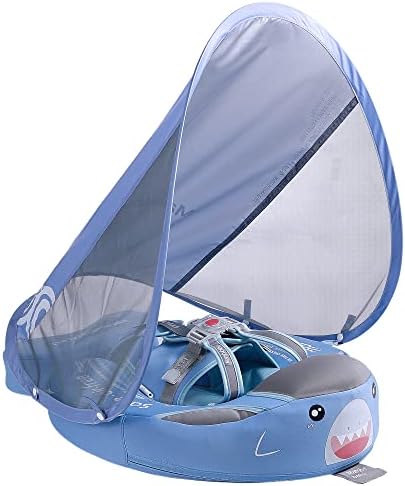 Mambobaby Float Baby Shark Swim Float with Canopy, Non-Inflatable Solid Baby Float, Upgrade Soft Skin-Friendly Fabric Material Infant Swim Float for Boys and Girls Toddler (Special Edition)