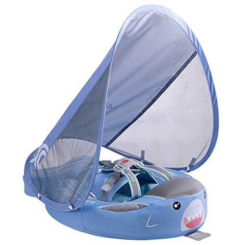 Image of Mambobaby Float Baby Shark Swim Float with Canopy, Non-Inflatable Solid Baby Float, Upgrade Soft Skin-Friendly Fabric Material Infant Swim Float for Boys and Girls Toddler (Special Edition)