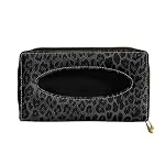 Biyejit Black Leopard Print Car Tissue Holder, Premium Sun Visor Napkin Case, Hanging Car Accessories Used to Organize Paper Towels and Storage Small Items