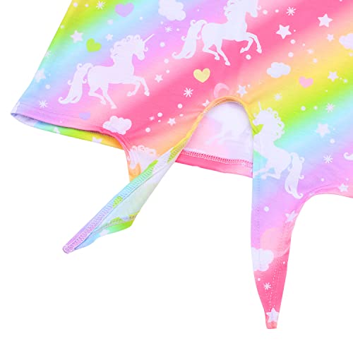 Image of JESKIDS Girls Short Sleeve Shirts Ruffle Tie Front Unicorn /Tie Dye Print Summer Tee Tank Tops 3-11 Years