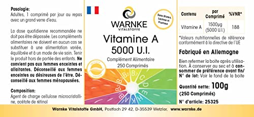 Vitamin A Nahrungsergänzungsmittel 5000 I.E. 1500µg Retinol von Warnke Vitalstoffe