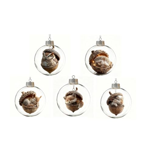 3D Forest Animal Acorn Ornaments, 3.1 Inches Bunny Figure, Plastic Tree Hanging Decor, 1 Pc, Brown D - image 3