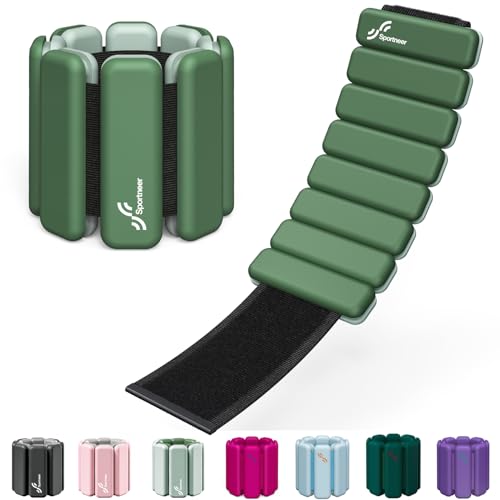 Sportneer Wrist & Ankle Weights for Women Men – 1 Pair (1 lb/2 lb Each) | Adjustable Weighted Bracelet Silicone Bangles for Yoga, Dance, Pilates, Cardio, Aerobics, Gym, Pool Exercises and Jogging