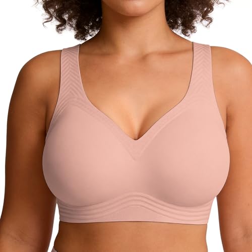 Soft Intention Jelly Wireless Bra Seamless Push Up Full Coverage Supportive Everyday Sport T-Shirt Bra Regular & Plus Size Nude