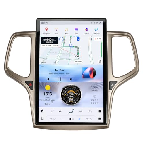 ZWNAV Android 13 Car Stereo for Jeep Grand Cherokee 2014-2020 Tesla Style,IPS Touch Screen, Carplay Radio GPS Navigation Head Unit, Bluetooth Multimedia Player (2014-2020 Model, Champagne Gold)