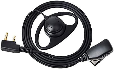 HYS D Shape Earpiece with Mic PTT Button Headset Compatible for Kenwood Baofeng UV-5R UV-82 BF-888S Wouxun Walkie Talkie