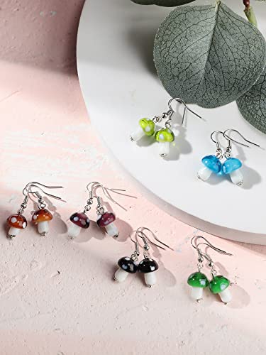 Zhehao 15 Pairs Earrings for Girls Mushroom Earring Cute Fun Glass Mushroom Charm Weird Jewelry for Women Teen Funny Jewelry Set3