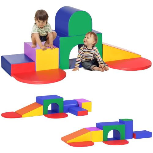 HOMCOM Parcours Motricité Bébé Jouet d'escalade Mousse 7PCS Multicolore