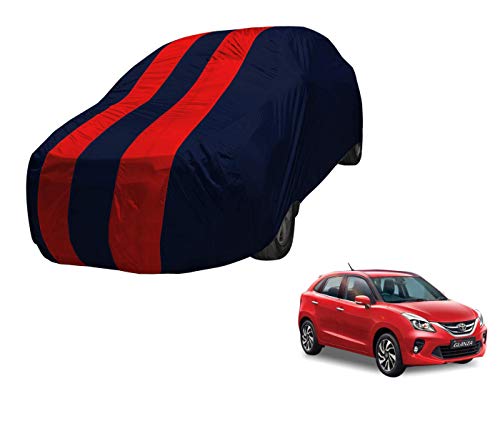 Image of Auto Hub Car Cover Compatible with Glanza with Mirror Pocket,Triple Stitched, Weather Proof, Glanza Car Cover- Navy-Red