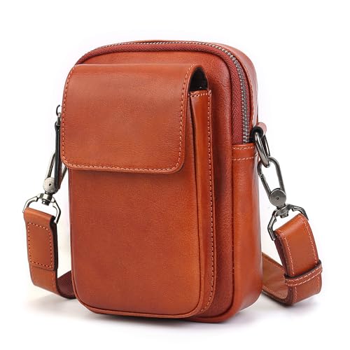 Image of Small Leather Crossbody Bags for Women Mini Messenger Bag for Men Purse Shoulder sling bag