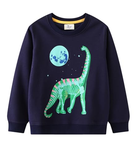 Image of LOKTARC Toddler Boys Graphic Crewneck Sweatshirts 2-Pack, Sizes 2T-7 | Cotton Blend French Terry, Dinosaur, Construction and Shark Graphics, Ribbed Trim, Preschool Daycare Outdoor