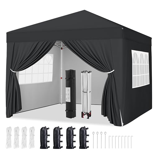 Yaheetech 12x12 Pop Up Canopy Tent with 4 Removable Sidewalls Black