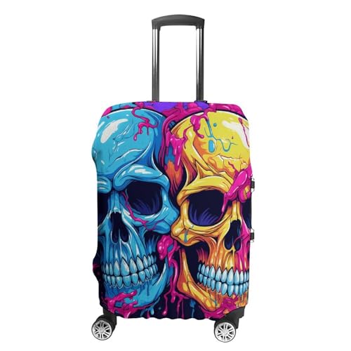 Two Different Skulls Luggage Cover Personalization Suitcase Covers Protector Elastic Washable Baggage Cover Anti-Scratch For Traveling, Aircraft Consignment XL