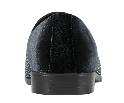Image of Amali Men's Embellished Velvet Tuxedo Loafers, Smoking Slippers