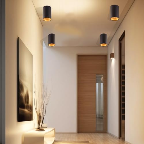 Image of GIGAWATTS 12W LED Ceiling Light BIS Approved Cylindrical COB Surface Mounted Aluminium Down Bright Spotlight Wall Lamp Fixture for Bedroom Livingroom Hall (Warm White, Pack of 1)