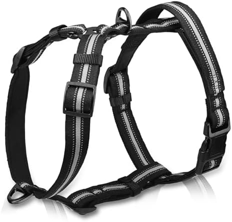 PUPTECK No Pull Dog Harness with Lift Handle for Large Medium Small Sized Dogs, Adjustable Soft Padded Dog Vest, Escape Proof Reflective Dog Walking Halter Easy to Control, Grey, S