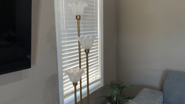 Image of Lightdot Flower Floor Lamp for Living Room Dimmable Vintage Floor Lamp with Shelf& Bulbs Included Mid Century Gold Floral Standing Tall Lamp with 5Lbs Heavy Base for Bedroom /Sofa Beside /Corner Decor