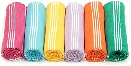 HAVLULAND Set of 6 Turkish Bath Towels 100% Turkish Cotton Beach Towel Oversized 71x39 Absorbent Turkish Towel Quick-Dry Beach Towels Sandproof Beach Blanket Travel Towels