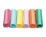 HAVLULAND Turkish Bath Towels, Premium Turkish Beach Towel, Oversized 71x39 in Sandproof Beach Pool Camping Swim Towels - Set of 6